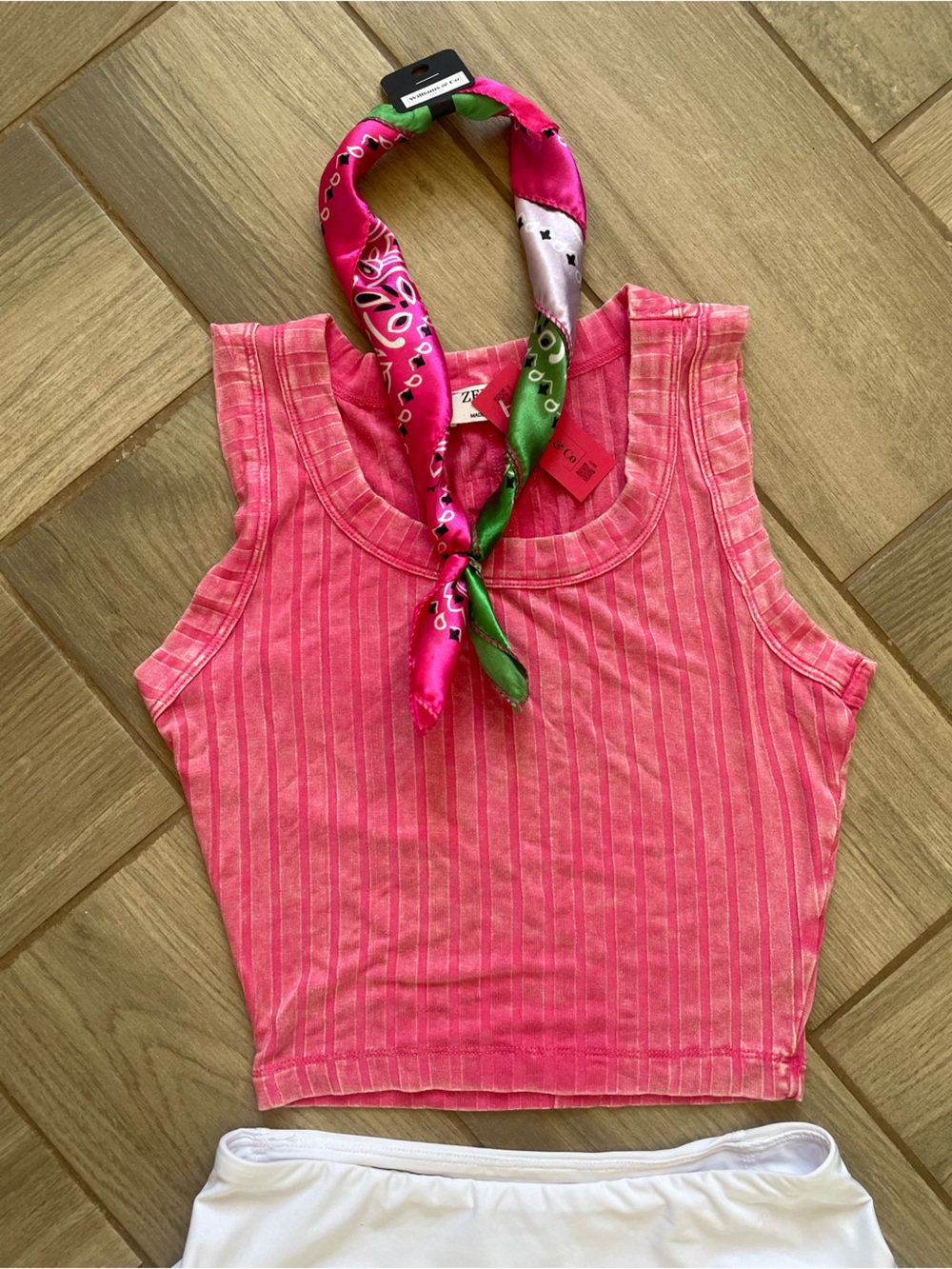 Pink Ribbed Crop Top